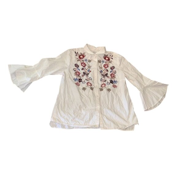 Charter Club Embroidered Relaxed Fit Shirt Size 16 - Picture 1 of 7